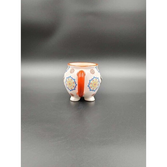 Elephant Coffee Cup Mug Hand Painted Ceramic 3D Trunk Lucky Trunk Up (B) - Picture 6 of 10